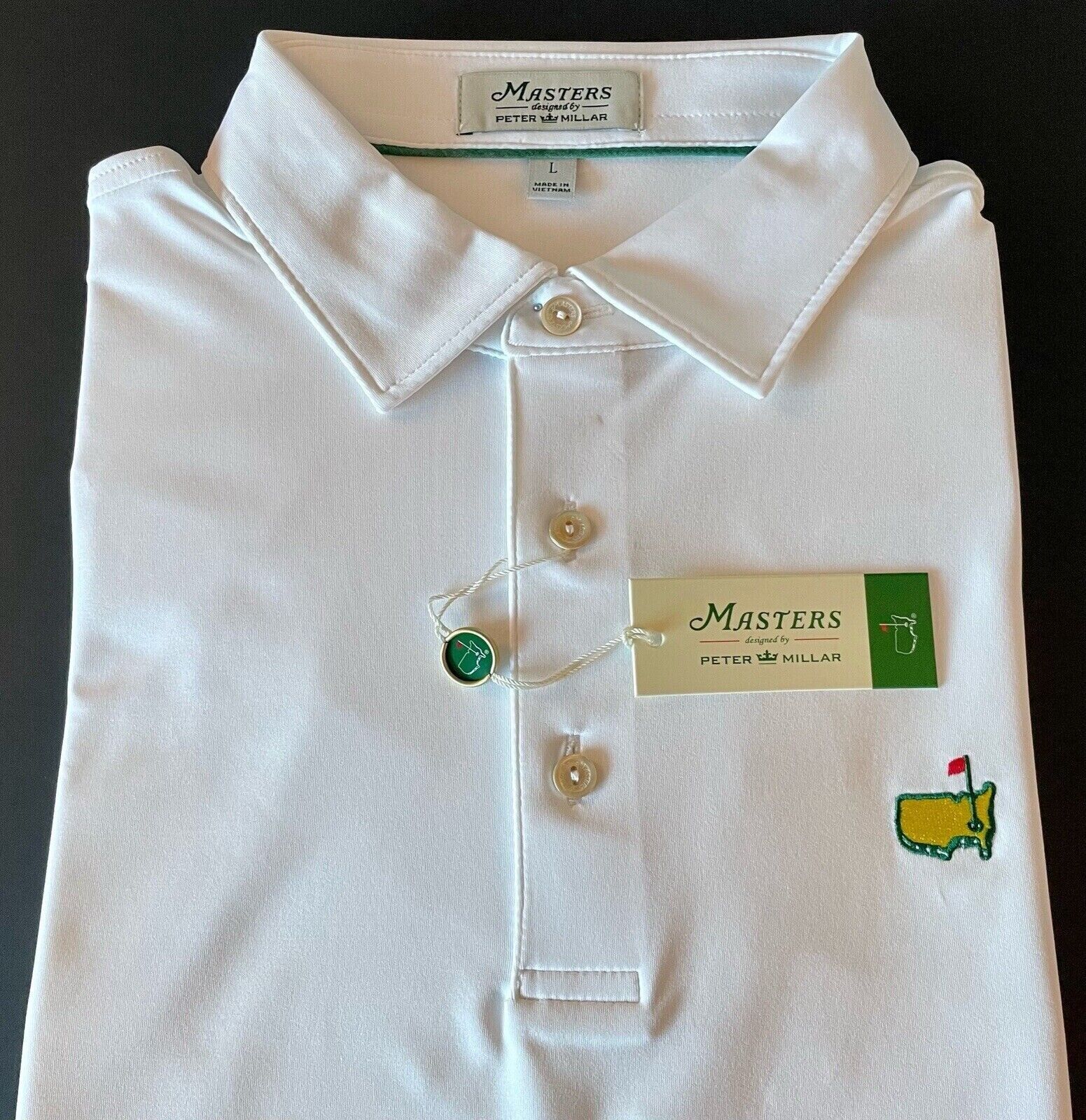2025 Masters Peter Millar Men's Golf Polo Augusta National White Polo Shirt