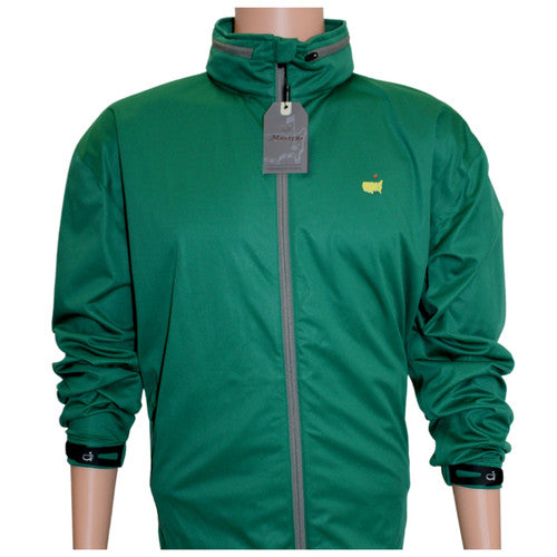 Masters FootJoy HydroLite Green and Black Full Zip Rain Jacket with Stowable Hood