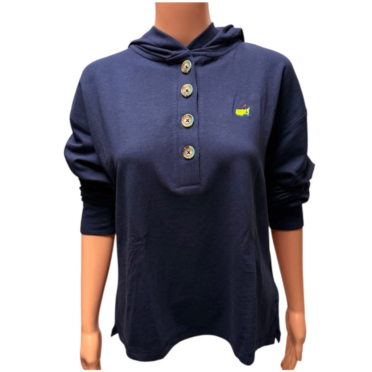 Masters Magnolia Lane Navy Organic Cotton Button Hoodie Woman