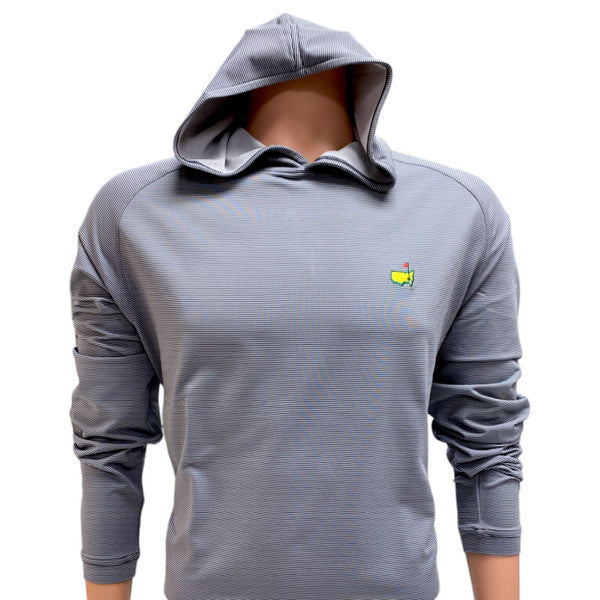 Masters Peter Millar Grey Micro Stripe Performance Tech Hoodie