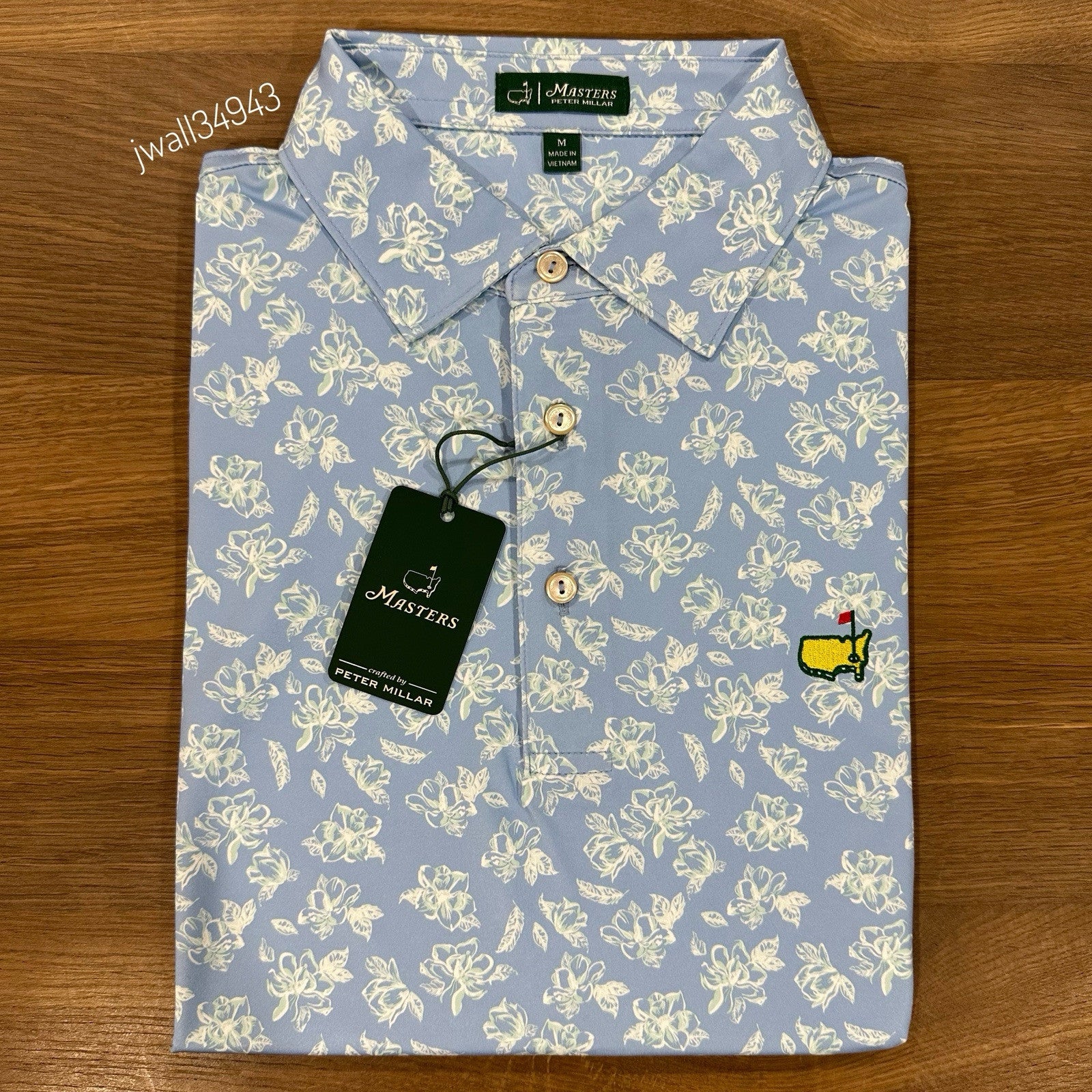 2025 MASTERS by Peter Millar Men's Performance Golf Polo Shirt Blue Azaleas NEW