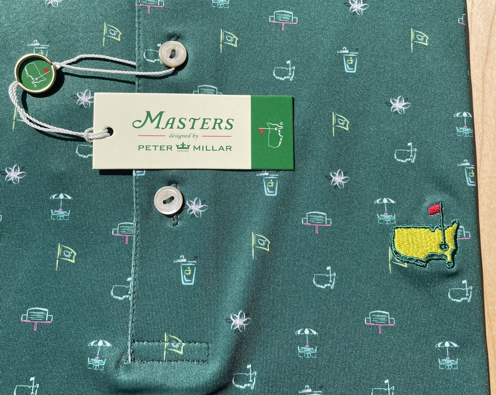 2025 Peter Millar Large Men's Golf Polo Masters Icon Concessions Print Shirt
