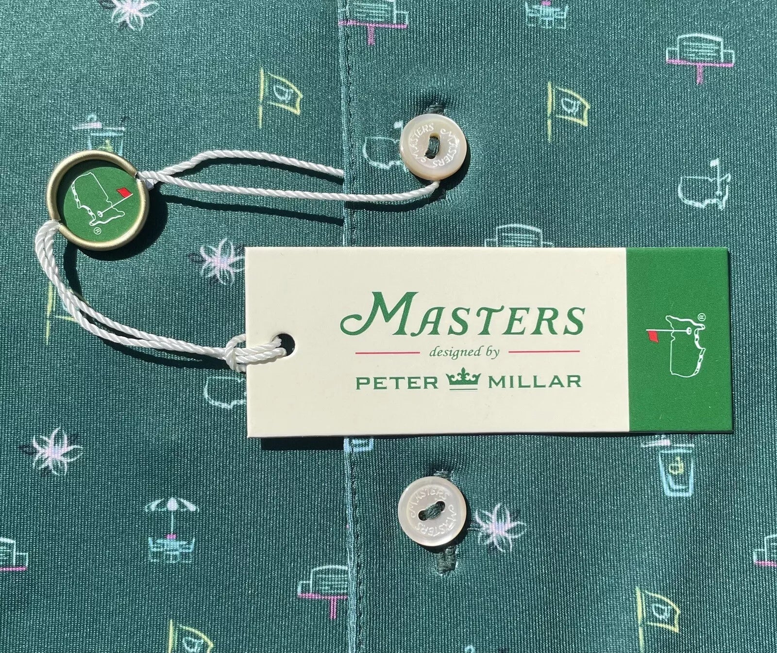 2025 Peter Millar Large Men's Golf Polo Masters Icon Concessions Print Shirt