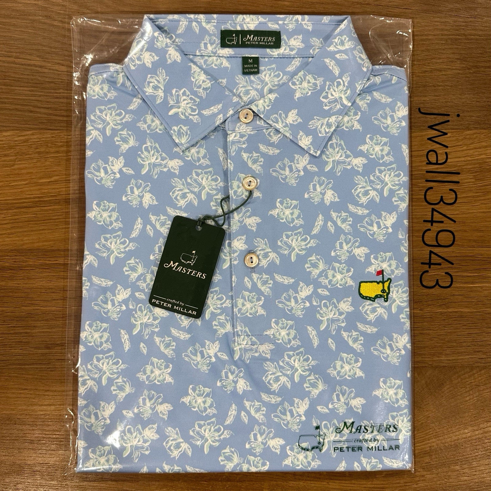 2025 MASTERS by Peter Millar Men's Performance Golf Polo Shirt Blue Azaleas NEW