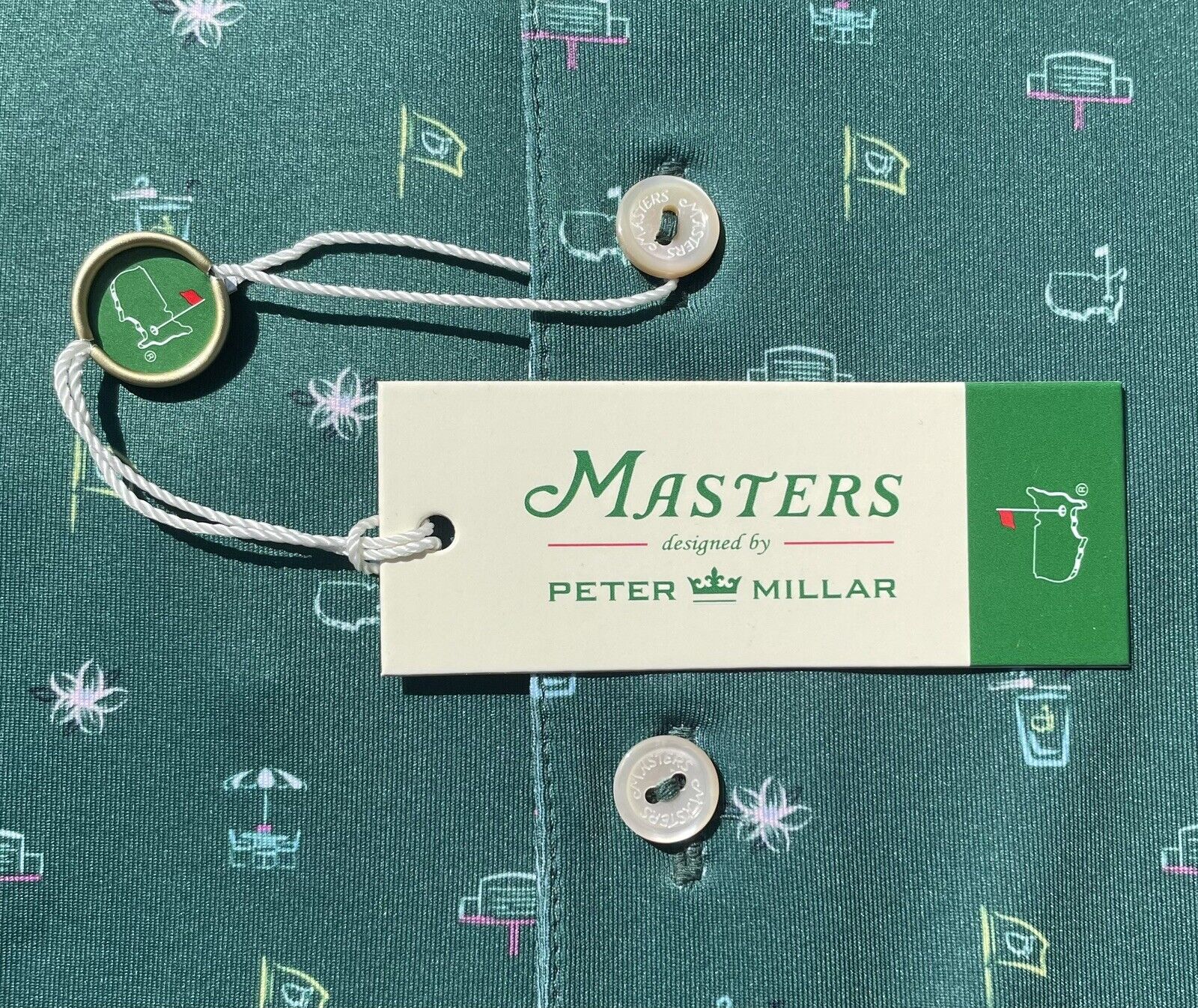 2025 Peter Millar Large Men's Golf Polo Masters Icon Concessions Print Shirt